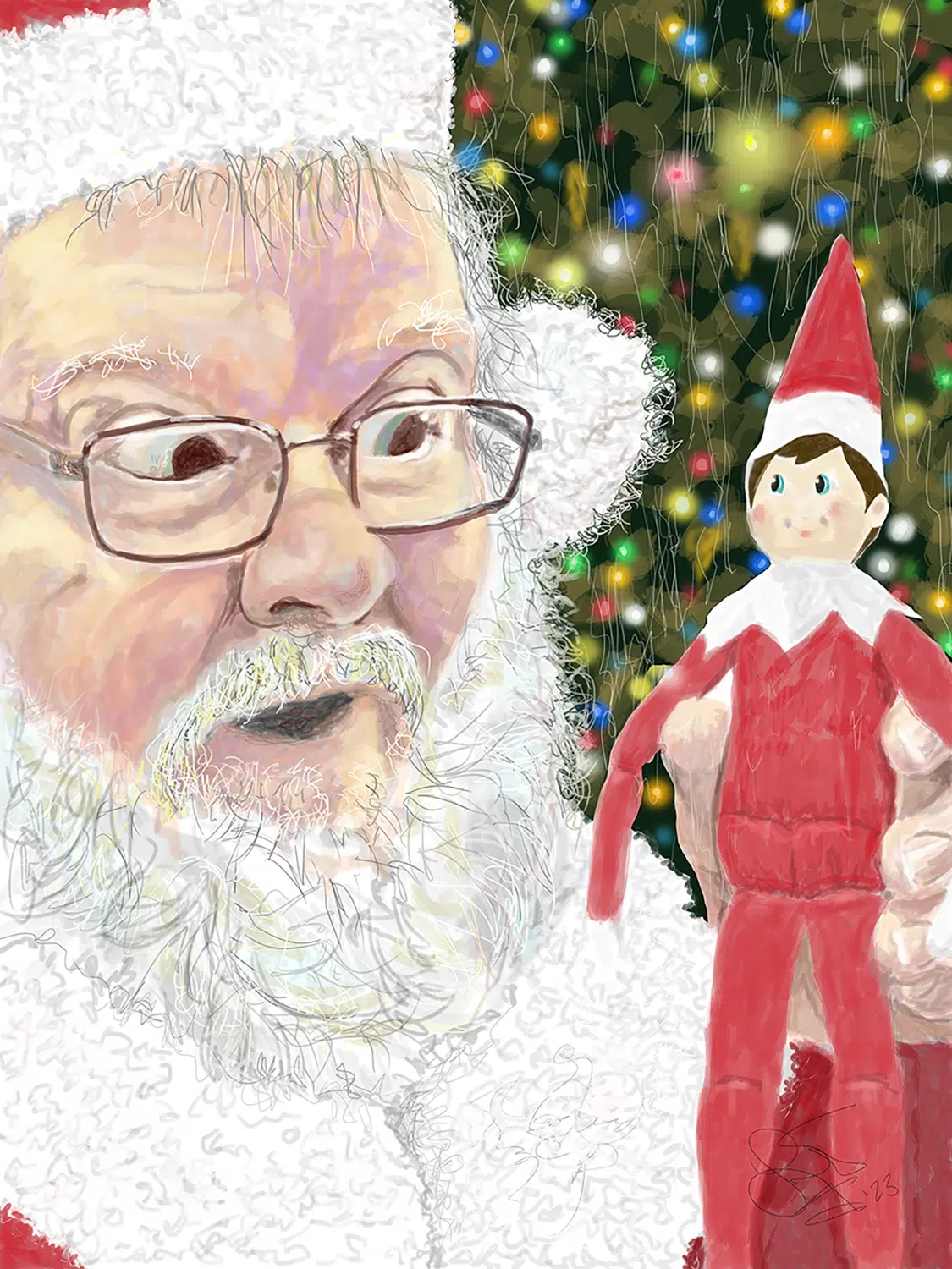 Santa and Elf On The Shelf