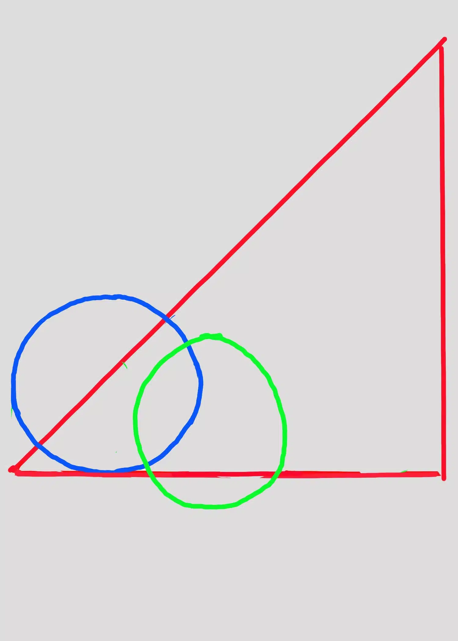 A picture of the structural lines and shapes of a nose in profile view, using three circles and a triangle.